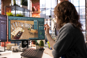 home design professional uses architectural software to develop a floor plan, digital tool offers an
