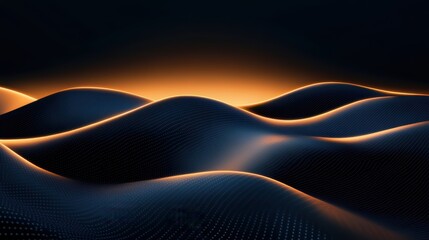 Wall Mural - a visually stunning abstract landscape featuring smooth curves and vibrant orange highlights against