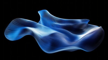 Wall Mural - futuristic abstract blue light streaks on black background with glowing fractal graphics and motion 