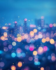 Wall Mural - Vibrant Cityscape with Bokeh Lights