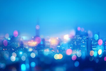 Wall Mural - Vibrant Cityscape with Bokeh Lights