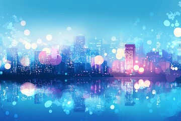 Wall Mural - Vibrant Cityscape with Bokeh Lights