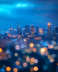 Wall Mural - Vibrant Cityscape with Bokeh Lights