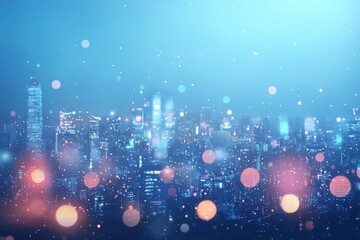 Wall Mural - Vibrant Cityscape with Bokeh Lights