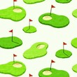 © DITSARAPHAN - Seamless pattern of hand-drawn golf greens with flagsticks and sand traps, Pattern, Seamless