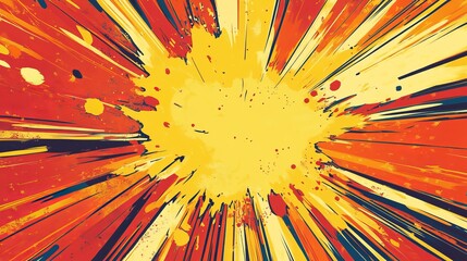Wall Mural - dynamic comic burst background with radiating speed lines and explosive energy effect in vibrant pop