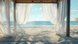 © Muhbahrir ghozali - Serene beachfront cabana: White curtains framing tranquil turquoise ocean vista