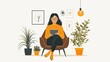 © aritha - Woman relaxing in a cozy armchair using a tablet