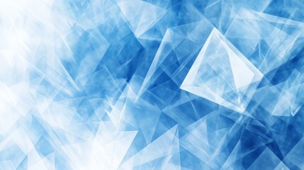 Wall Mural - modern abstract blue background with layered white transparent textured shapes featuring triangles, 