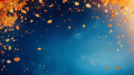 Wall Mural - celestial autumn: an artistic vision of autumn leaves falling through a starry night sky, capturing 
