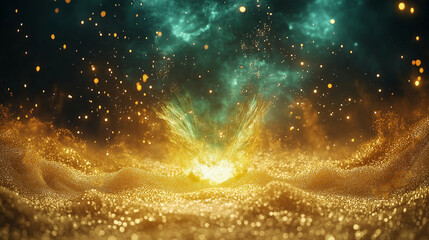 Wall Mural - celestial symphony: a captivating cosmic display of a celestial phenomenon, where glowing particles 