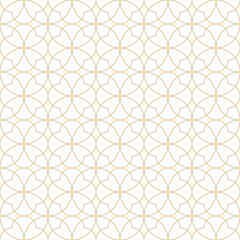 Wall Mural - seamless pattern with interlocking gold circles and lines on a white background. delicate, floral-in