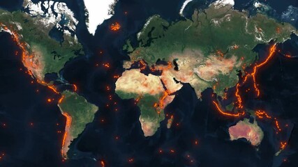 Map volcanoes of the world, volcano basic data