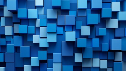 Abstract geometric pattern of  overlapping blue cubes