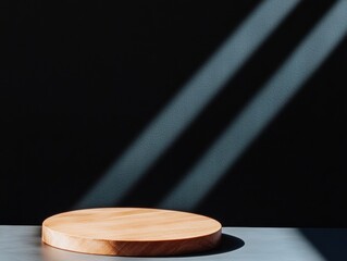 Aufkleber - Minimalist Wooden Podium Elegant Product Display Platform for Premium Branding, Digital Marketing, and Sustainable Design Storytelling