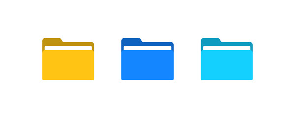 Aufkleber - folder icon, file document archive icon sign - data storage folder file document icon button | yellow, blue folder sign