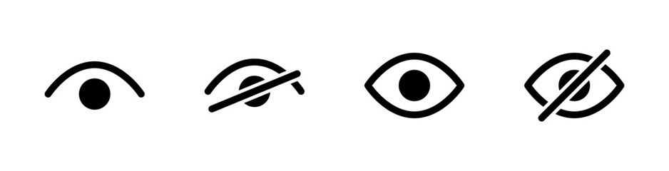 eye icon set. vision icon, see view icons - eyesight symbol - invisible eye hide icon, incognito ico