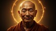© Teerapol - Serene Monk with Glowing Halo Representing Peace and Enlightenment