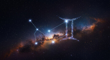 Wall Mural - The starry constellation of gemini shines brightly in space