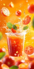 Poster - Fresh and Vibrant Citrus Drink Splashing in a Clear Cup