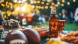 © CLOVER BACKGROUND - Festive Football Tailgate Party Scene With Food and Drinks