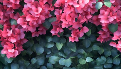 vivid pink bougainvillea blooms and lush green foliage