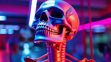 Wall Mural - a vibrant skeleton stands against a colorful backdrop. this striking image captures the essence of a