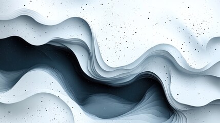 Aufkleber - Abstract wavy design with dark blue and light gray gradients and scattered particles.