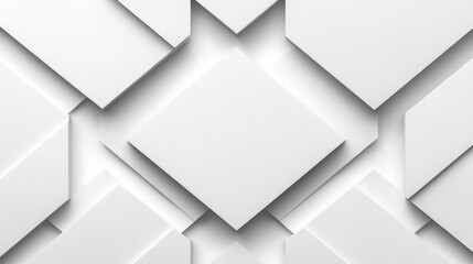 Poster - Abstract white geometric pattern with overlapping squares and rhombuses creating a textured background.