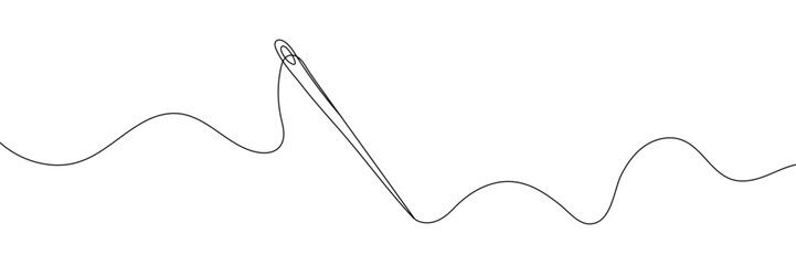 Needle icon line continuous drawing vector. One line Needle icon vector background. Sewing needle icon. Editable stroke