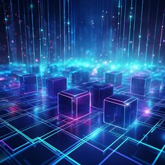 Wall Mural - Futuristic metaverse digital cubes block technology network connection concept,