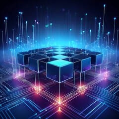 Wall Mural - Futuristic metaverse digital cubes block technology network connection concept,
