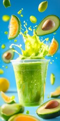 Poster - Close-Up Promotional Image of Fresh Avocado Smoothie Splash