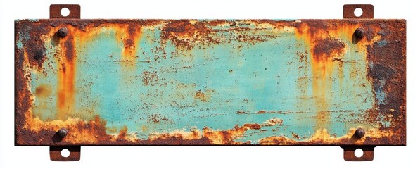 Aufkleber - Rusty Metal Plate with Teal and Orange Patina