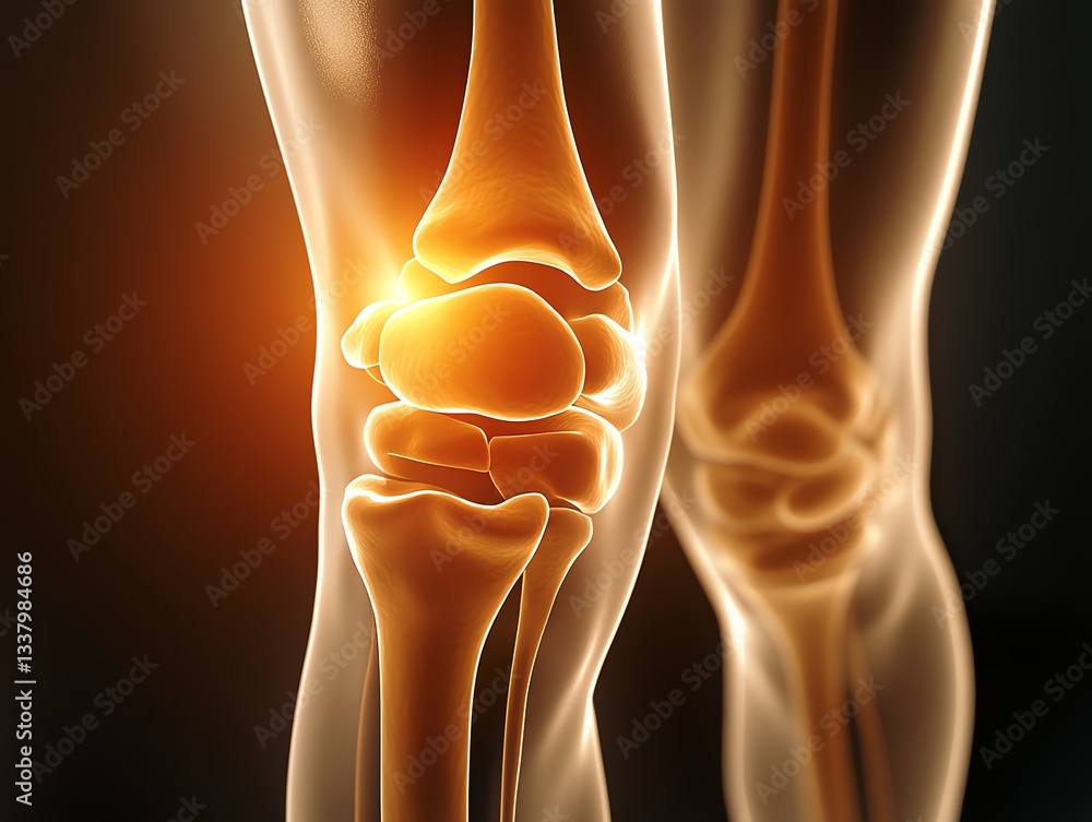 Knee Joint Anatomy Illustration Showing Bone Structure and Movement ...