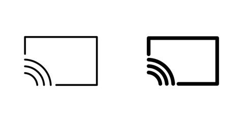 Screencast flat Icons in line outline and flat solid style on white background