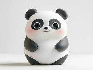 Wall Mural - a minimalist vector panda with a cute chubby face, big eyes, and soft rounded features, giving it an