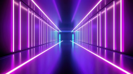 Wall Mural - a bold purple neon background with neon lights casting a glowing effect, ideal for creating an elect