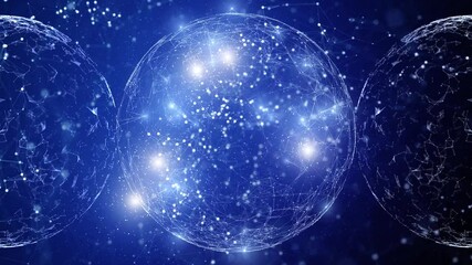 Wall Mural - loop artificial intelligence cyberspace spheres digital science motion background.