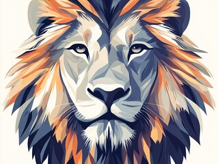 Wall Mural - a modern, flat-design lion in vector format, its friendly features and soft shading creating an ador