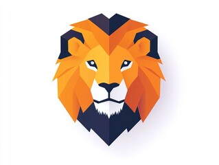 Wall Mural - a modern, flat-design lion in vector format, its friendly features and soft shading creating an ador