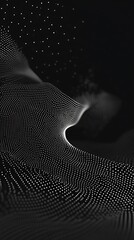 Poster - Abstract Black and White Dotted Wave Particle Background Digital Art