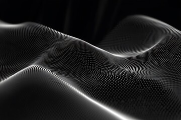 Leinwandbilder - Abstract Black and White Wave of Dots Digital Art Background