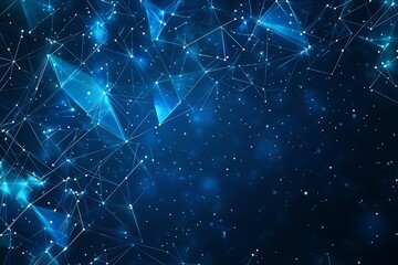 Fototapete - Abstract Blue Network Connection Background Digital Technology Plexus Structure
