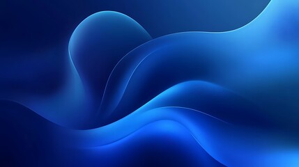 Poster - Abstract Blue Wave Background Design, Smooth Flowing Curves, Digital Art