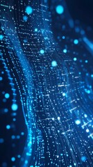 Fototapete - Abstract Digital Data Stream Wave Flowing Through Cyberspace Network
