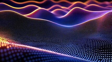Poster - Abstract Waveform Background of Glowing Dots and Vibrant Colors