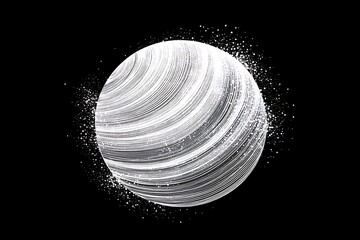 Poster - Abstract White Sphere with Circular Lines and Speckled Background, Digital Art, Modern Design