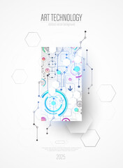 Fototapete - Modern technology design for posters. Page layout. Futuristic ART background. Scientific cover template for presentations.