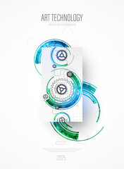 Fototapete - Modern technology design for posters. Page layout. Futuristic ART background. Scientific cover template for presentations.